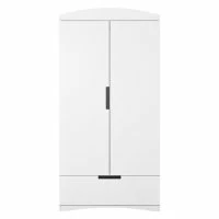 Armoire Avec Penderie Et étagères Finition Blanc Mat L90 Cm ANTONIN
