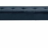 Banc Design En Tissu Velours Bleu Nuit Capitonné L95 Cm GUESTA