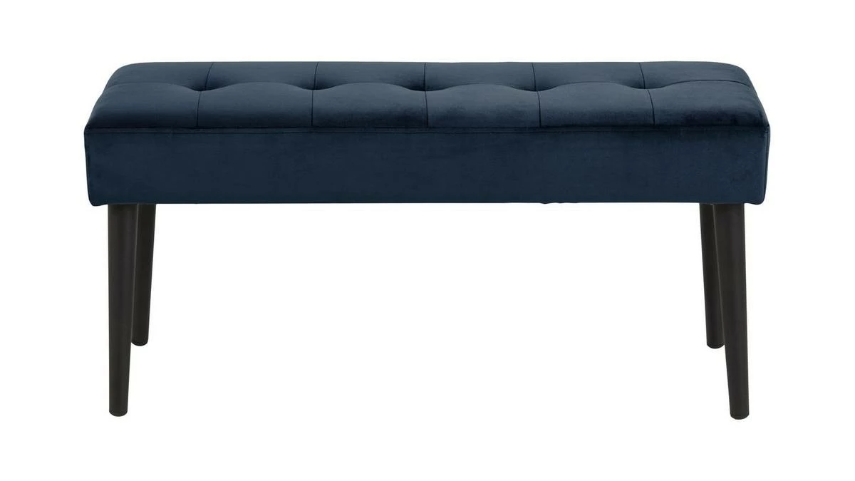 Banc Design En Tissu Velours Bleu Nuit Capitonné L95 Cm GUESTA 3 Banc Design En Tissu Velours Bleu Nuit Capitonné L95 Cm GUESTA