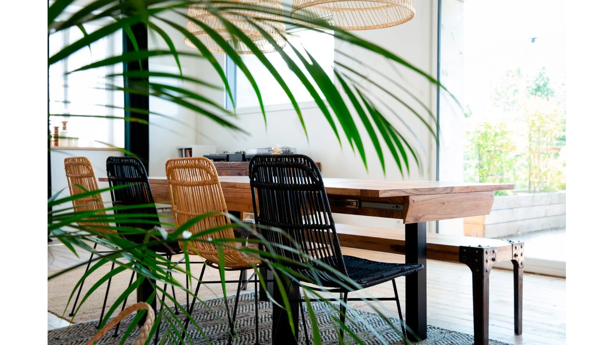 Banc Industriel En Bois Manguier Massif Et Métal Noir L180 Cm MADISON 5 Banc Industriel En Bois Manguier Massif Et Métal Noir L180 Cm MADISON – Image 4