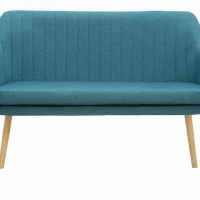 Boutique Miliboo 6 Banquette Scandinave 2 Places En Tissu Bleu Canard Et Bois Clair ALEYNA