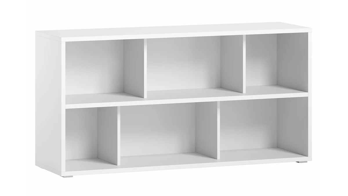 Bibliothèque Basse Finition Bois Blanc L140 Cm EPURE 4 Bibliothèque Basse Finition Bois Blanc L140 Cm EPURE – Image 2