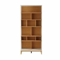 Bibliothèque Design En Bois Clair Chêne Et Blanc L90 Cm ABEL