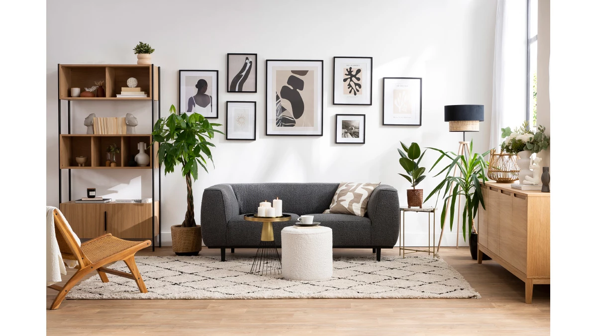 Bibliothèque En Bois Clair Chêne Et Métal Noir L98 Cm SILKA 7 Bibliothèque En Bois Clair Chêne Et Métal Noir L98 Cm SILKA – Image 5