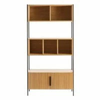 Bibliothèque En Bois Clair Chêne Et Métal Noir L98 Cm SILKA