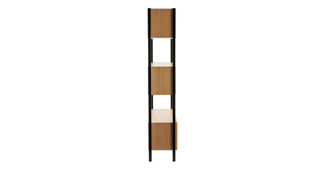 Bibliothèque En Bois Clair Chêne Et Métal Noir L98 Cm SILKA 5 Bibliothèque En Bois Clair Chêne Et Métal Noir L98 Cm SILKA – Image 3