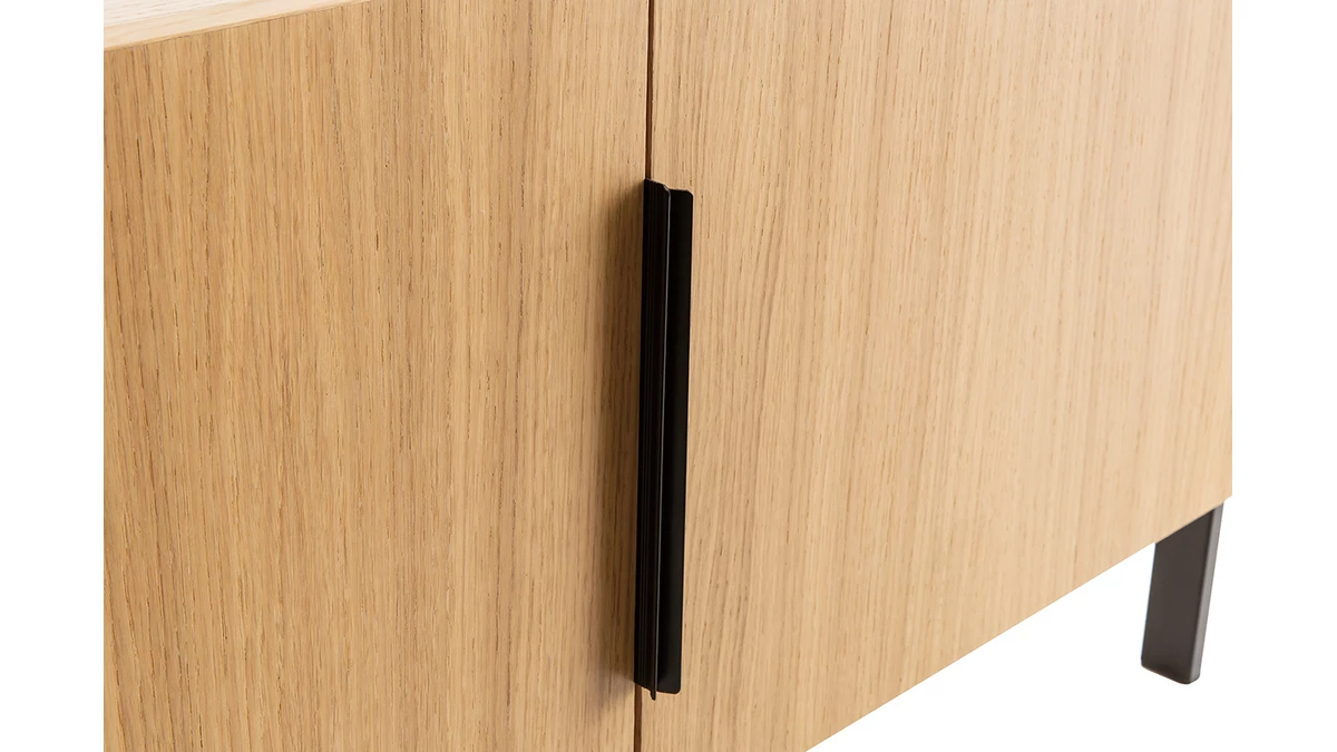 Bibliothèque En Bois Clair Chêne Et Métal Noir L98 Cm SILKA 6 Bibliothèque En Bois Clair Chêne Et Métal Noir L98 Cm SILKA – Image 4