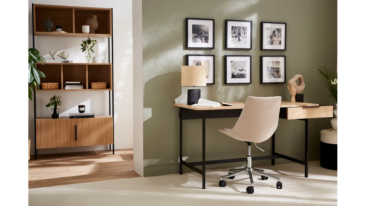 Bibliothèque En Bois Clair Chêne Et Métal Noir L98 Cm SILKA 8 Bibliothèque En Bois Clair Chêne Et Métal Noir L98 Cm SILKA – Image 6