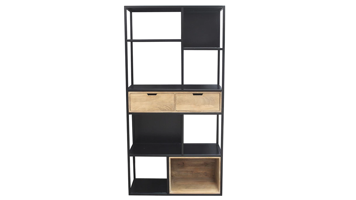 Bibliothèque En Métal Noir Et Bois Manguier Massif L90 Cm JAIPUR - Miliboo & Stéphane Plaza 3 Bibliothèque En Métal Noir Et Bois Manguier Massif L90 Cm JAIPUR - Miliboo & Stéphane Plaza