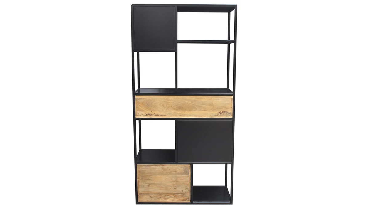 Bibliothèque En Métal Noir Et Bois Manguier Massif L90 Cm JAIPUR - Miliboo & Stéphane Plaza 6 Bibliothèque En Métal Noir Et Bois Manguier Massif L90 Cm JAIPUR - Miliboo & Stéphane Plaza – Image 4