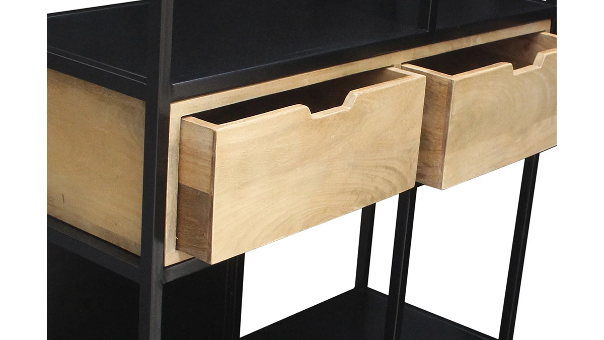 Bibliothèque En Métal Noir Et Bois Manguier Massif L90 Cm JAIPUR - Miliboo & Stéphane Plaza 7 Bibliothèque En Métal Noir Et Bois Manguier Massif L90 Cm JAIPUR - Miliboo & Stéphane Plaza – Image 5