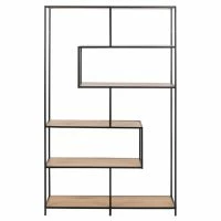 Bibliothèque Ouverte En Finition Bois Clair Et Métal Noir L114 Cm TRESCA