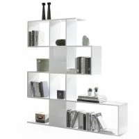 Bibliothèque Ouverte Séparateur Design Blanc Laqué Brillant L139 Cm COMO