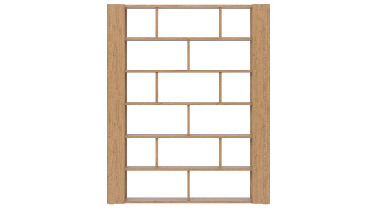 Bibliothèque Ouverte Séparateur Design Finition Bois Chêne L168 Cm MUSSO 3 Bibliothèque Ouverte Séparateur Design Finition Bois Chêne L168 Cm MUSSO