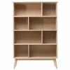 Bibliothèque Scandinave En Bois Chêne 8 Casiers L110 Cm INGRID