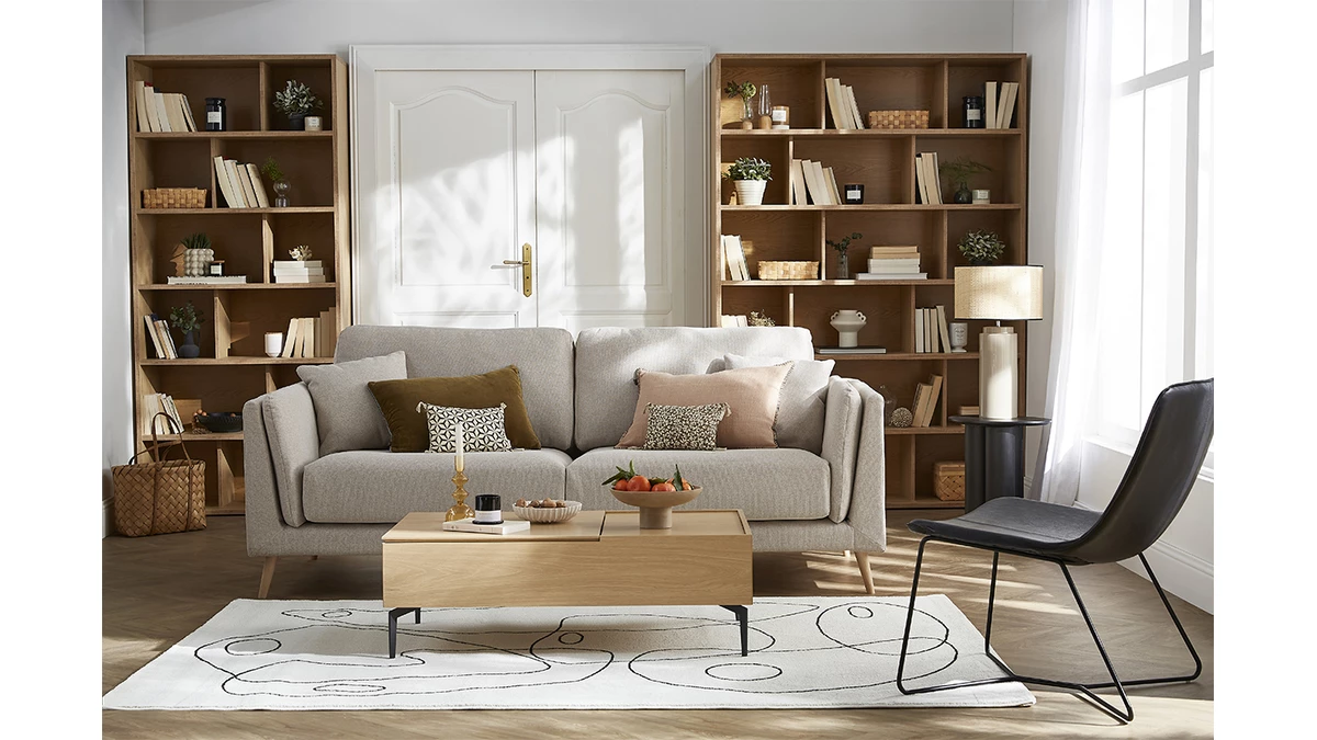 Bibliothèque Scandinave Finition Bois Chêne L140 Cm EPURE 7 Bibliothèque Scandinave Finition Bois Chêne L140 Cm EPURE – Image 5