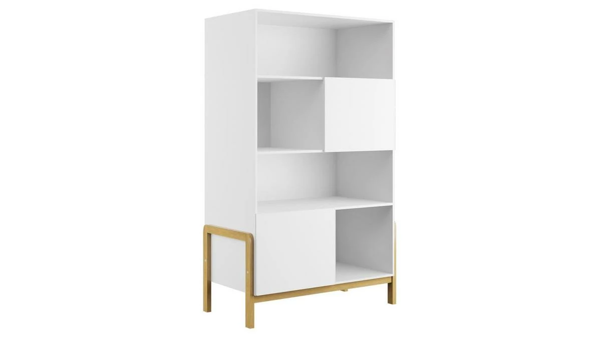 Bibliothèque Scandinave Multi Rangements Blanche Et Bois Chêne Massif L90 Cm CELESTINE 3 Bibliothèque Scandinave Multi Rangements Blanche Et Bois Chêne Massif L90 Cm CELESTINE