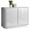 Buffet Design Blanc Laqué Brillant 2 Portes L92 Cm COMO