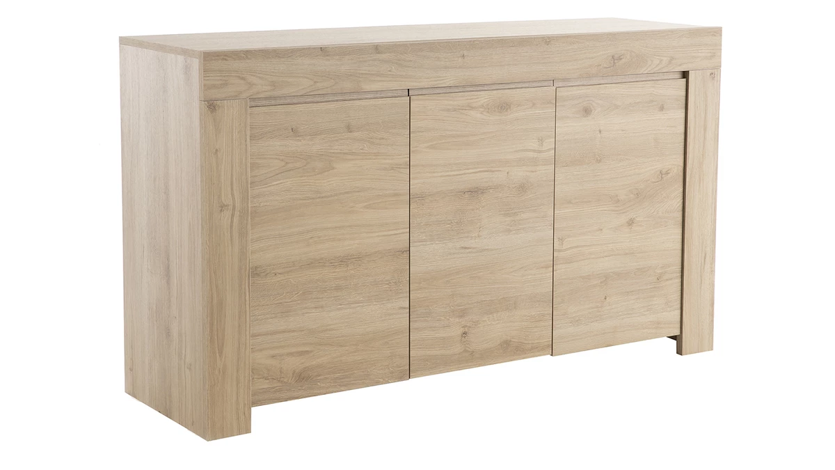 Buffet Design Bois Chêne 3 Portes L138 Cm TINO 4 Buffet Design Bois Chêne 3 Portes L138 Cm TINO – Image 2