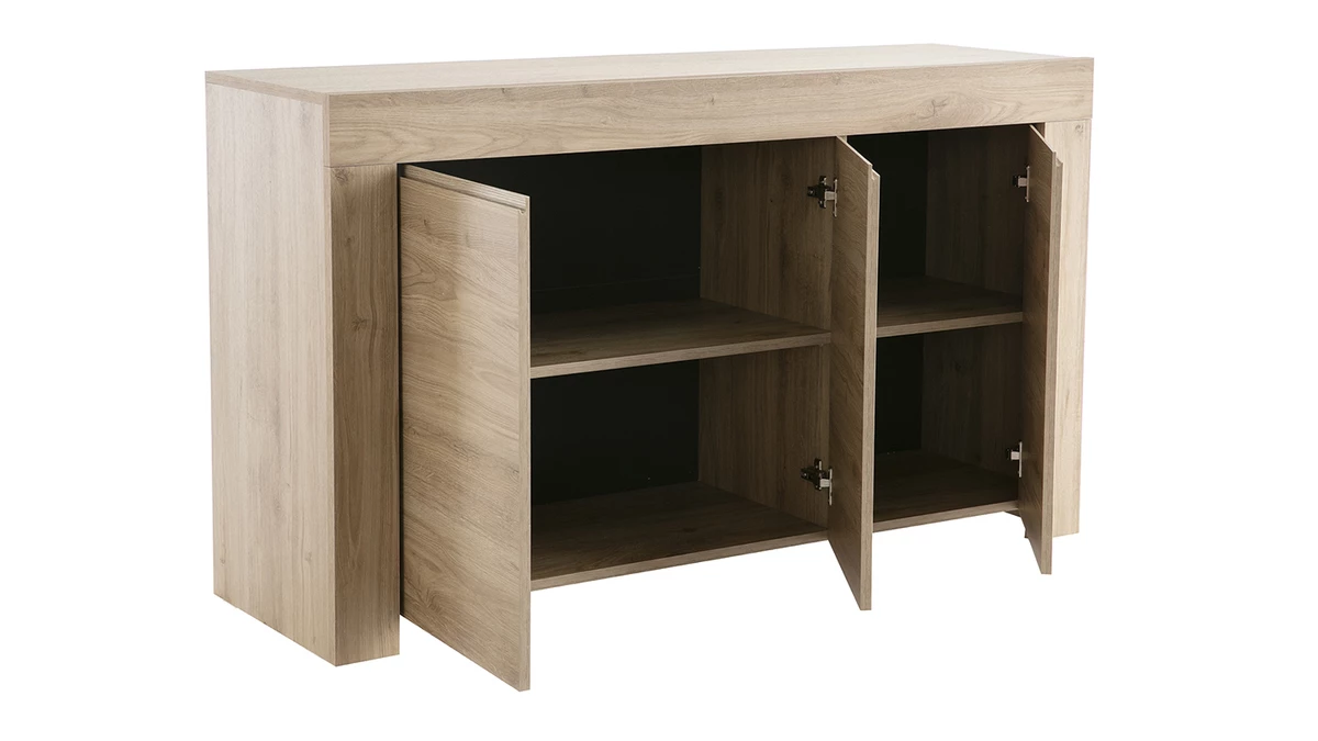 Buffet Design Bois Chêne 3 Portes L138 Cm TINO 5 Buffet Design Bois Chêne 3 Portes L138 Cm TINO – Image 3