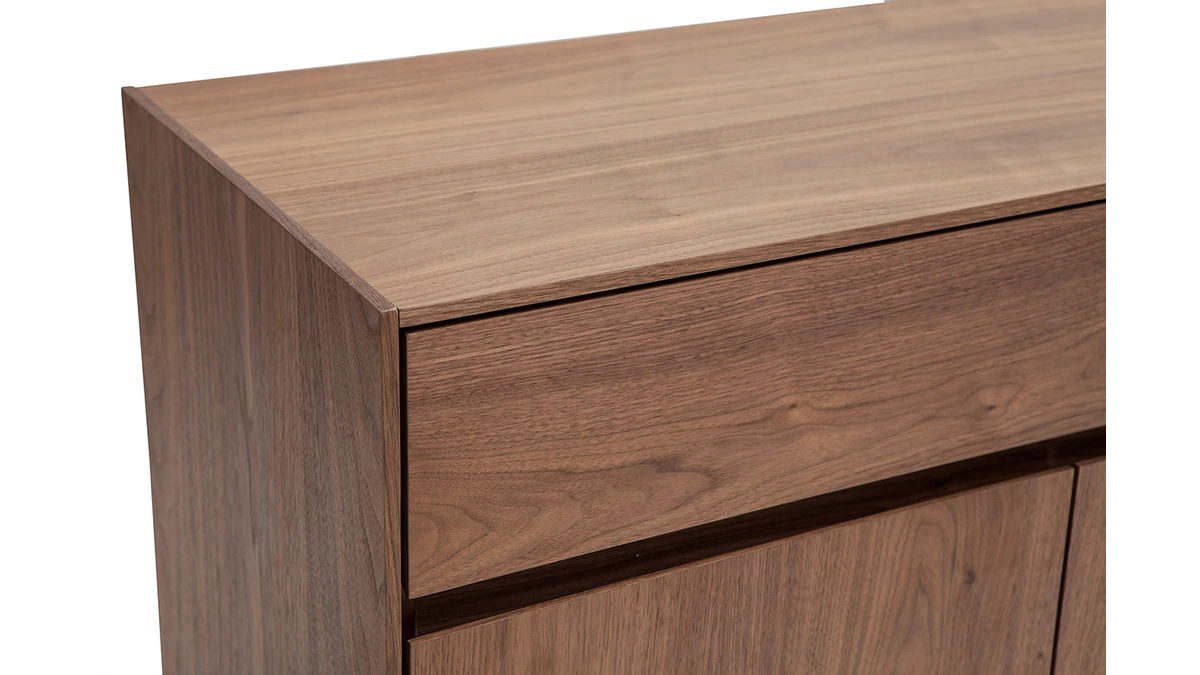 Buffet Design Bois Foncé Noyer Et Métal Noir 4 Portes 2 Tiroirs L180 Cm BLISS 8 Buffet Design Bois Foncé Noyer Et Métal Noir 4 Portes 2 Tiroirs L180 Cm BLISS – Image 6