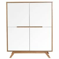 Buffet Haut Scandinave Bois Et Blanc L110 Cm HELIA
