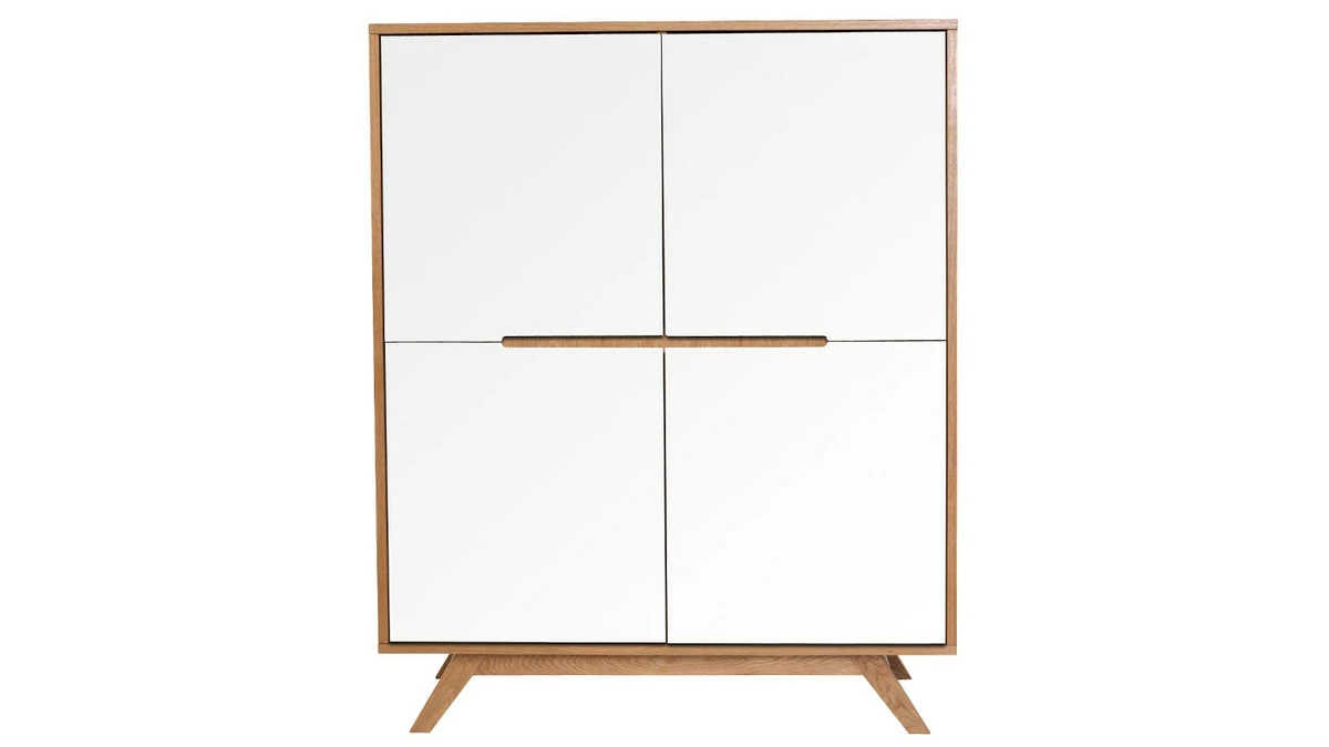 Buffet Haut Scandinave Bois Et Blanc L110 Cm HELIA 3 Buffet Haut Scandinave Bois Et Blanc L110 Cm HELIA