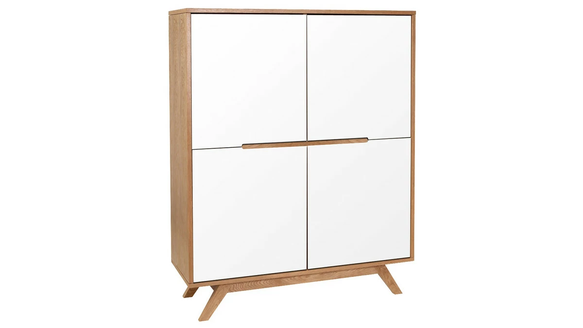 Buffet Haut Scandinave Bois Et Blanc L110 Cm HELIA 4 Buffet Haut Scandinave Bois Et Blanc L110 Cm HELIA – Image 2