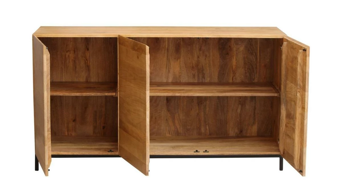 Buffet Industriel En Bois Manguier Massif Et Métal Noir 3 Portes L145 Cm YPSTER 6 Buffet Industriel En Bois Manguier Massif Et Métal Noir 3 Portes L145 Cm YPSTER – Image 4