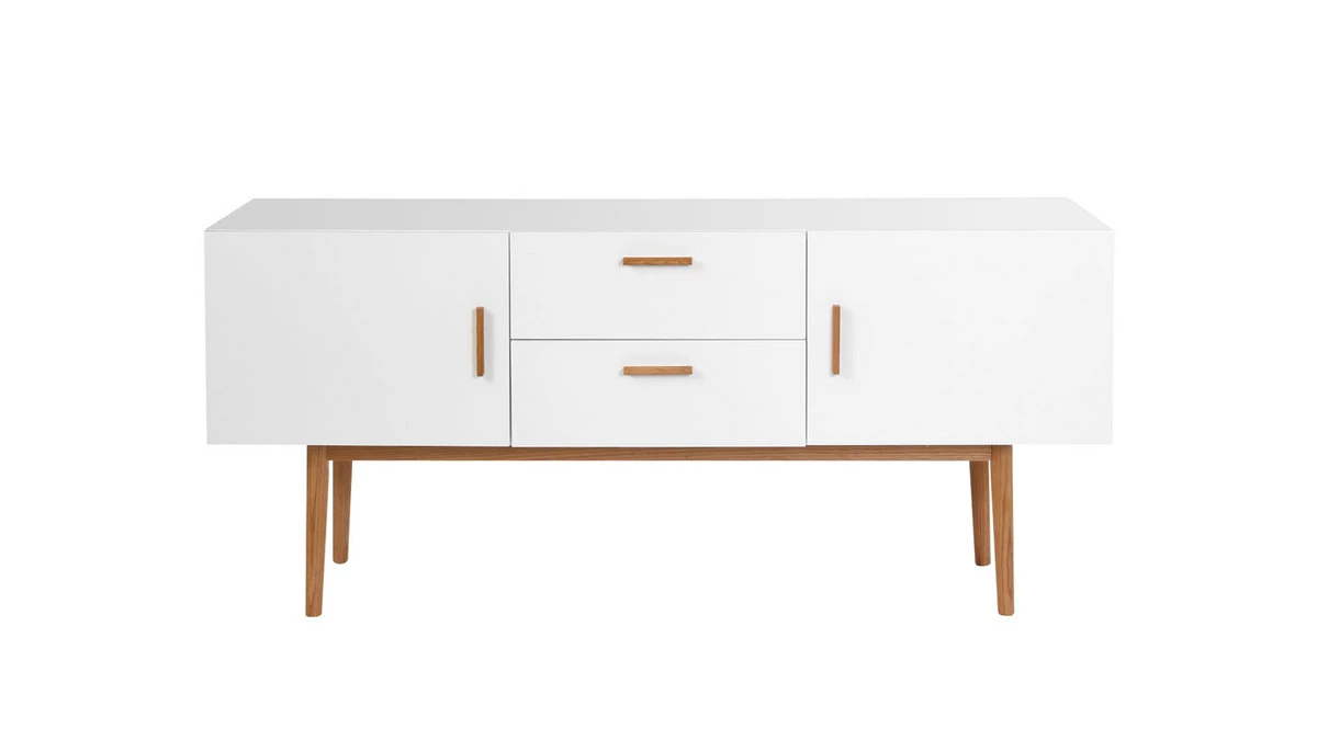 Buffet Scandinave Blanc Et Bois 2 Portes L160 Cm GILDA 3 Buffet Scandinave Blanc Et Bois 2 Portes L160 Cm GILDA