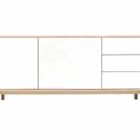 Buffet Scandinave Bois Et Blanc 2 Portes 3 Tiroirs L195cm SID