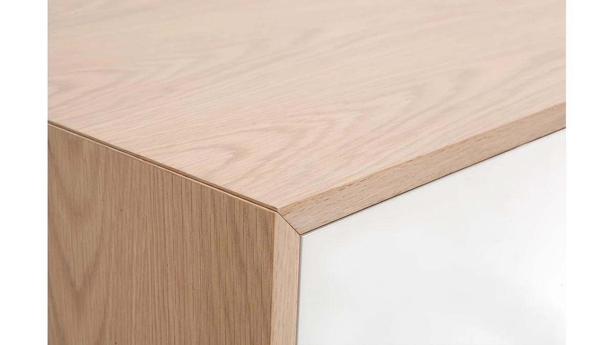 Buffet Scandinave Bois Et Blanc 2 Portes 3 Tiroirs L195cm SID 7 Buffet Scandinave Bois Et Blanc 2 Portes 3 Tiroirs L195cm SID – Image 5