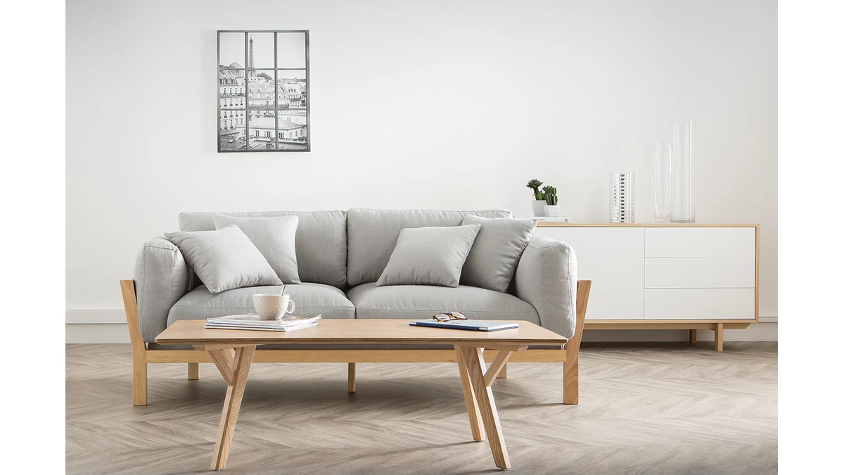 Buffet Scandinave Bois Et Blanc 2 Portes 3 Tiroirs L195cm SID 8 Buffet Scandinave Bois Et Blanc 2 Portes 3 Tiroirs L195cm SID – Image 6