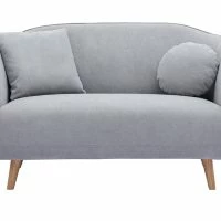 Canapé 2 Places En Tissu Effet Velours Gris Clair Et Bois Clair FOLK