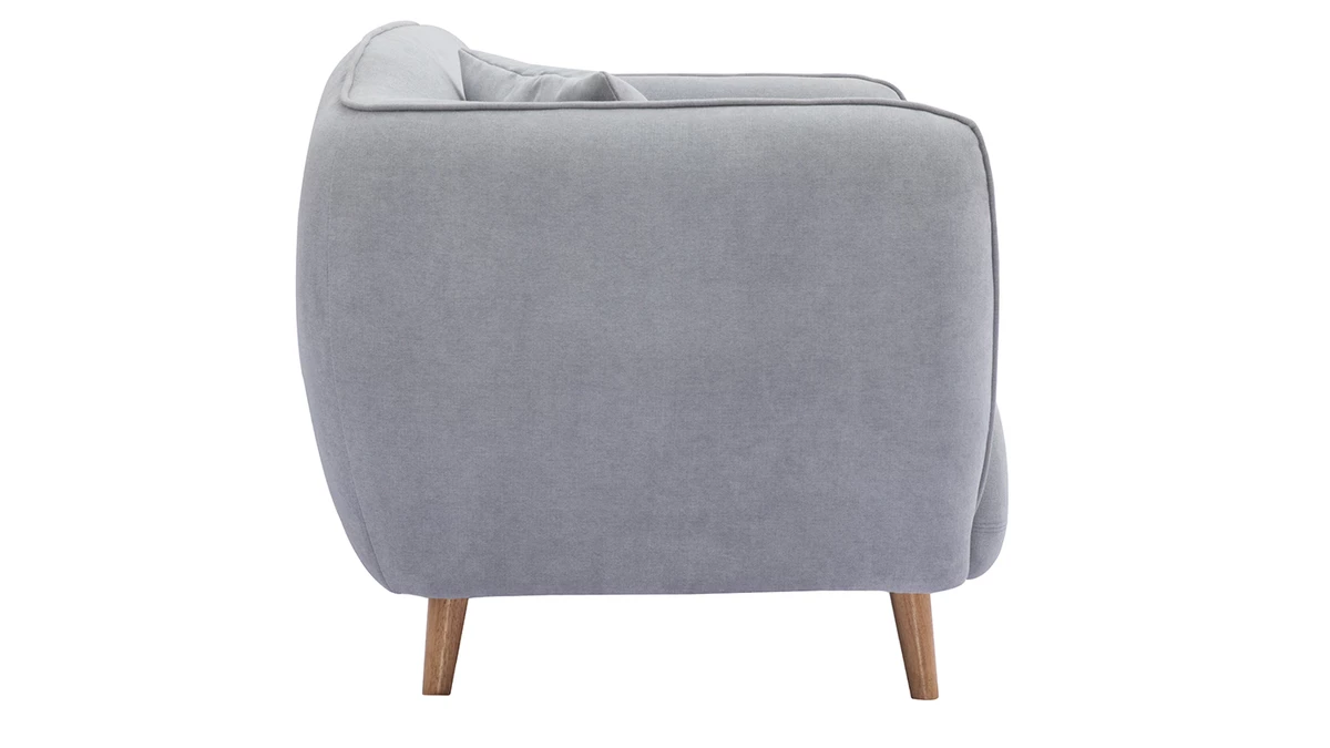 Canapé 2 Places En Tissu Effet Velours Gris Clair Et Bois Clair FOLK 5 Canapé 2 Places En Tissu Effet Velours Gris Clair Et Bois Clair FOLK – Image 3
