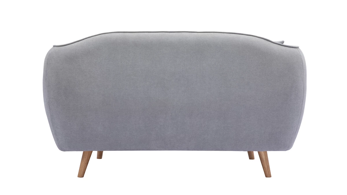 Canapé 2 Places En Tissu Effet Velours Gris Clair Et Bois Clair FOLK 6 Canapé 2 Places En Tissu Effet Velours Gris Clair Et Bois Clair FOLK – Image 4