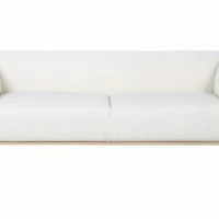 Canapé 3-4 Places Scandinave En Tissu Effet Laine Bouclée écru Et Bois Clair MORRIS