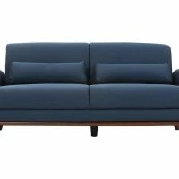 Canapé 3 Places En Tissu Bleu Foncé Et Bois Foncé EKTOR