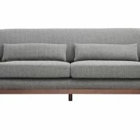 Canapé 3 Places En Tissu Gris Et Bois Foncé YOKO