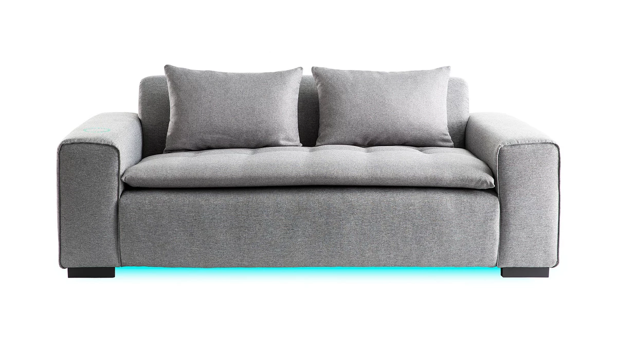 Canapé Connecté 3 Places En Tissu Gris Clair 3 Canapé Connecté 3 Places En Tissu Gris Clair