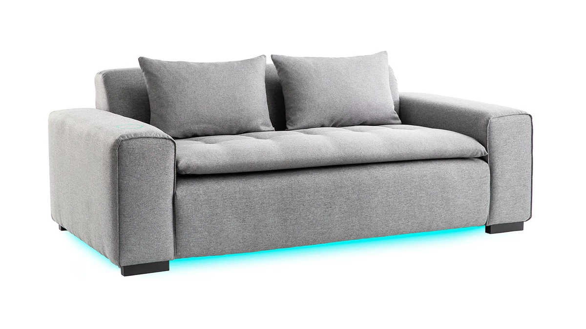 Canapé Connecté 3 Places En Tissu Gris Clair 4 Canapé Connecté 3 Places En Tissu Gris Clair – Image 2