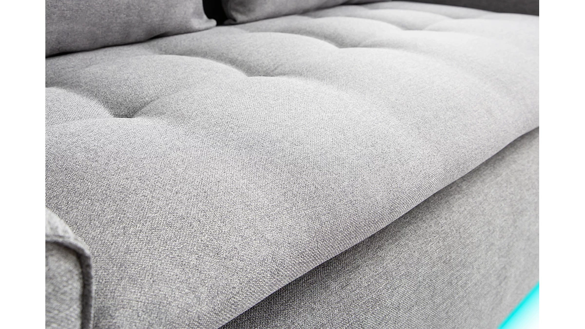 Canapé Connecté 3 Places En Tissu Gris Clair 7 Canapé Connecté 3 Places En Tissu Gris Clair – Image 5
