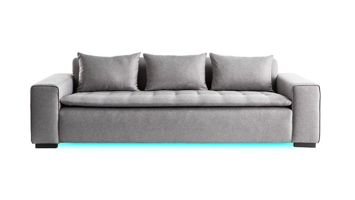 Canapé Connecté 4 Places En Tissu Gris Clair 3 Canapé Connecté 4 Places En Tissu Gris Clair