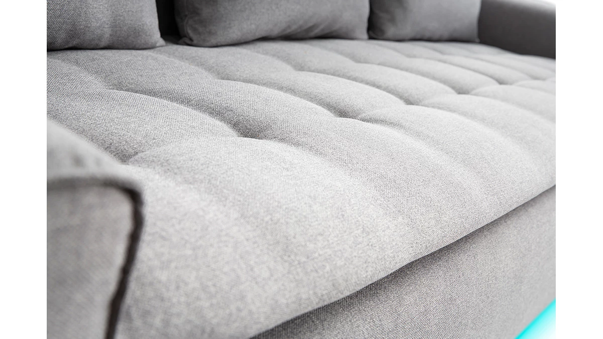 Canapé Connecté 4 Places En Tissu Gris Clair 7 Canapé Connecté 4 Places En Tissu Gris Clair – Image 5