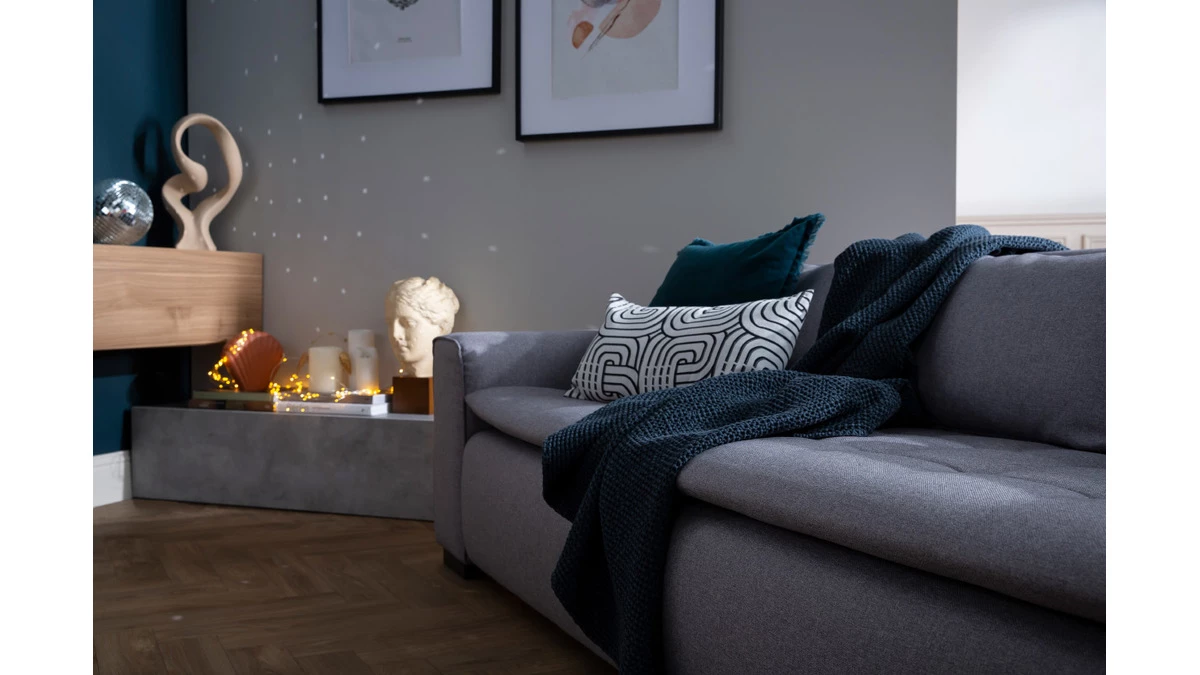 Canapé Connecté 4 Places En Tissu Gris Clair 11 Canapé Connecté 4 Places En Tissu Gris Clair – Image 9