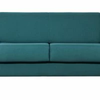 Canapé Convertible 3 Places En Tissu Bleu Canard Et Bois Clair Avec Matelas 18 Cm GRAHAM