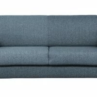 Canapé Convertible 3 Places En Tissu Bleu Et Bois Clair Avec Matelas L140 Cm 12 Cm GRAHAM