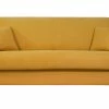 Canapé Convertible 3 Places En Tissu Effet Velours Jaune Moutarde Et Bois Clair Avec Matelas 12 Cm SKANDY