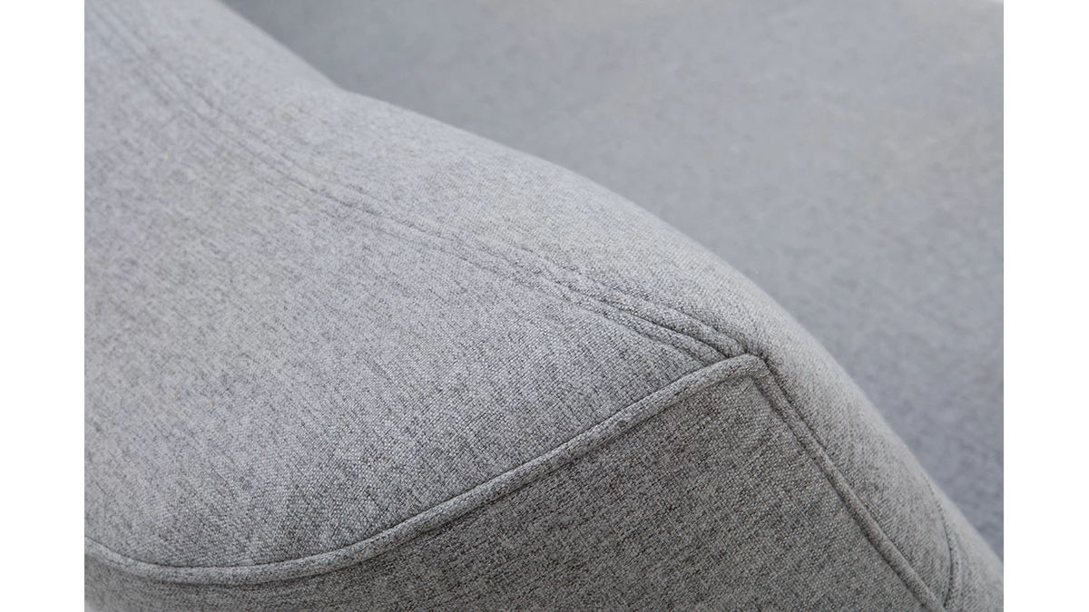 Canapé Convertible 3 Places En Tissu Gris Clair Et Bois Clair FAGUO 8 Canapé Convertible 3 Places En Tissu Gris Clair Et Bois Clair FAGUO – Image 6