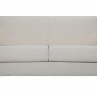 Canapé Convertible 3 Places En Tissu Naturel Et Bois Clair Avec Matelas L140 Cm 12 Cm GRAHAM